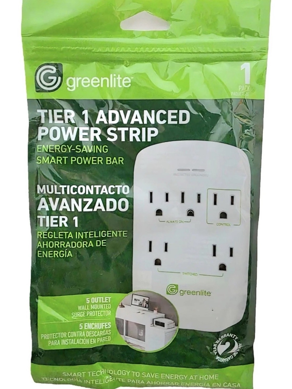 Greenlite 5 Outlet Tier 1 Advanced Powerstrip + Surge Protection